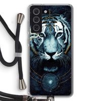 Darkness Tiger: Samsung Galaxy S21 FE Transparant Hoesje met koord