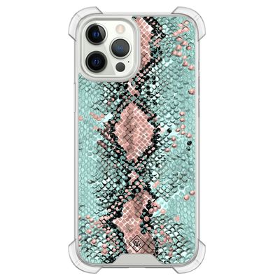 iPhone 12 (Pro) shockproof hoesje - Snake pastel