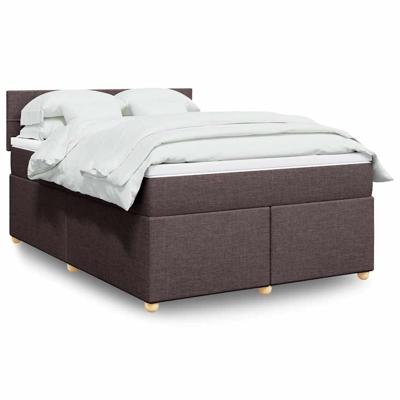Boxspring met matras stof donkerbruin 140x190 cm