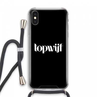 Topwijf Zwart: iPhone XS Max Transparant Hoesje met koord