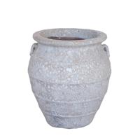 Athulya Witte ronde keramische pot met ruwe afwerking
