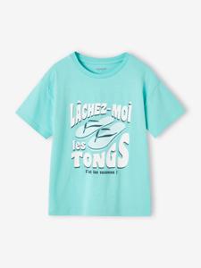 Jongensshirt met vakantiemotief turquoiseblauw