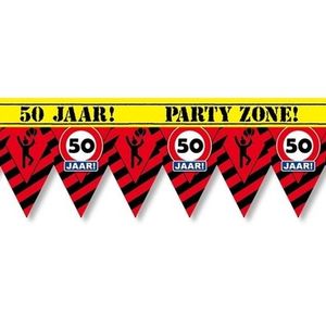 Plastic markeerlint vlaggetjes 50 jaar 12 meter feestartikelen