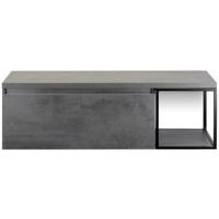 Frozen Badmeubelset 140 cm - Greeplijst in Kleur - Zwart Frame - Wastafelbovenblad Beton Antra