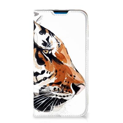 Bookcase iPhone 14 Pro Max Watercolor Tiger Bookcase iPhone 14 Pro Max Watercolor Tiger