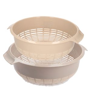 Forte plastics kunststof keuken vergieten combiset taupe/beige 27 x 10 cm en 23 x 9 cm