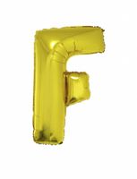 Folieballon Goud Letter 'F' groot - thumbnail