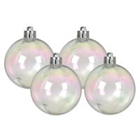 Decoris kerstballen - 8x stuks - 10 cm - transparant parelmoer - kunststof