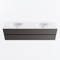 MONDIAZ VICA 180cm badmeubel onderkast Dark Grey 4 lades. Wastafel MOON dubbel 2 kraangaten, kleur Talc.