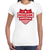 Denemarken / Denmark schild supporter t-shirt wit voor dames