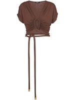 Balmain haut crop à détail noué - Marron