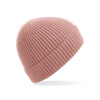 Gebreide Ribbed Beanie wintermuts - oud roze - volwassenen - Polyacryl