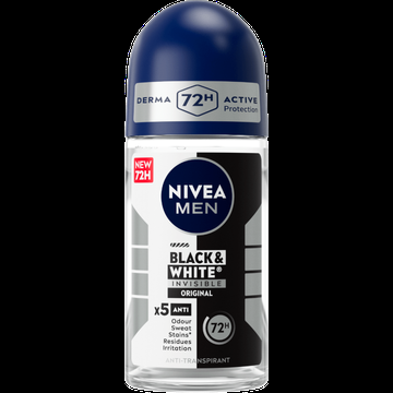 NIVEA MEN Black & White Invisible Original AntiTranspirant Deo Roller 50ml Geen witte of gele vlekken Quickdry Alcoholvrij Beschermt 72 uur bij Jumbo