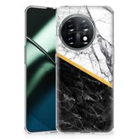 OnePlus 11 | TPU | Siliconen hoesje | Marmer Wit Zwart - Origineel Cadeau Man