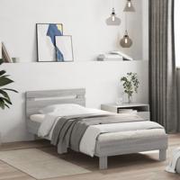 Bedframe met hoofdeinde bewerkt hout grijs sonoma 90x200 cm