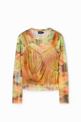Gebreid T-shirt twee lagen - MATERIAL FINISHES - XL