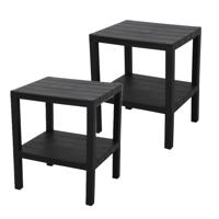 Opbergrek 2- 2x -laags - zwart - kunststof - 39 x 33 x 45 cm - schuur/zolder rekje