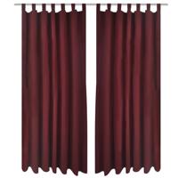 VidaXL Micro-satijnen gordijnen met ringen 140 x 245 cm 2 stuks (wijnrood)