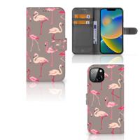 iPhone 14 Plus | Telefoonhoesje | Met pasjeshouder | Flamingo