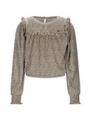 NoNo winter jersey blouse meisjes - zand - Tisja - plisse, AOP NoNo winter jersey blouse meisjes - zand - Tisja - plisse, AOP
