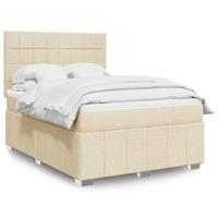 Boxspring met matras stof crèmekleurig 140x200 cm