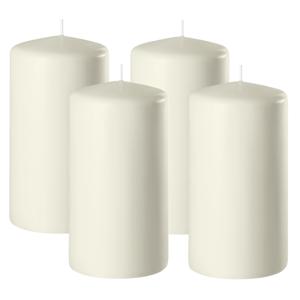 Enlightening Candles Cilinder/stompkaars - 4x - ivoor wit - D6 x H10 cm - 36 branduur