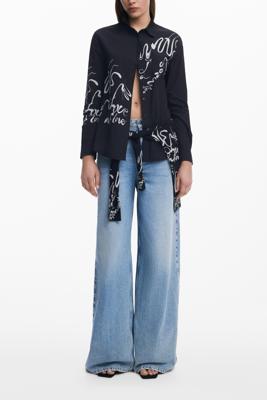 Overhemd met inktletters - BLACK - M