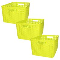 Opbergmand/kastmandje - 3x stuks - 18 liter - groen - kunststof - 28 x 38 x 19 cm