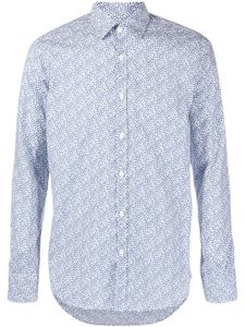 Canali chemise en coton à imprimé végétal - Bleu