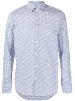 Canali chemise en coton à imprimé végétal - Bleu