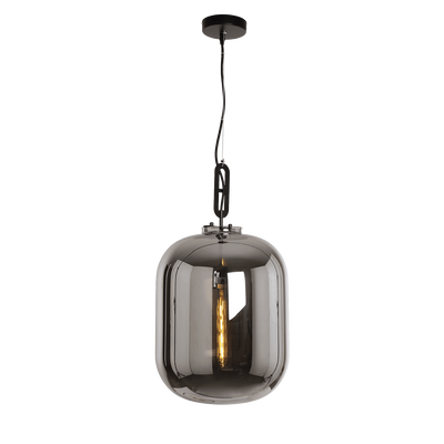 Hanglamp Larino Modern 35 cm 1 Lichts Zwart Met Fume Glas