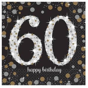 Servetten 60 jaar Sparkling Celebration