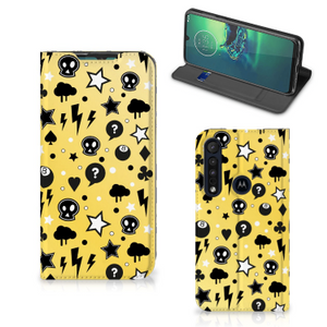 Mobiel BookCase Motorola G8 Plus Punk Geel