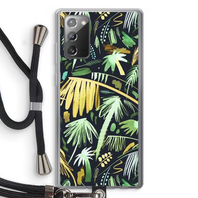 Tropical Palms Dark: Samsung Galaxy Note 20 / Note 20 5G Transparant Hoesje met koord