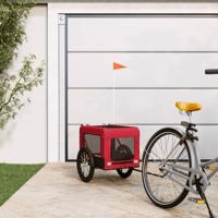 Hondenfietstrailer oxford stof en ijzer rood en zwart - thumbnail
