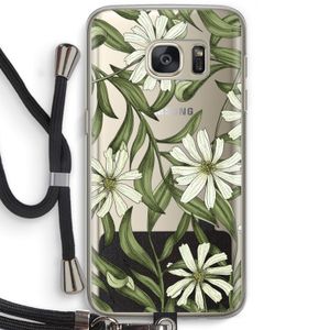 Wit bloemenpatroon: Samsung Galaxy S7 Transparant Hoesje met koord