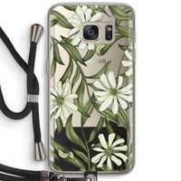 Wit bloemenpatroon: Samsung Galaxy S7 Transparant Hoesje met koord