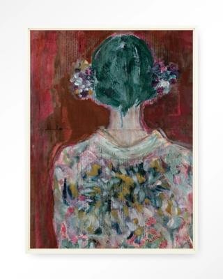 Urban Cotton Wandkleed 'Red Velvet' 110 x 145cm in Floating Frame - off white