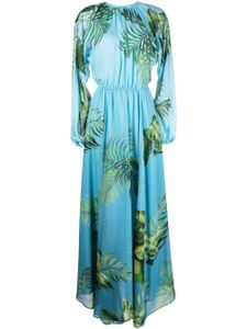 Cynthia Rowley robe longue à imprimé feuillage - Bleu