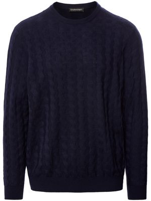Trui ronde hals en structuurmotief Van Louis Sayn blauw