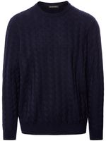 Trui ronde hals en structuurmotief Van Louis Sayn blauw - thumbnail