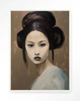 Urban Cotton Wandkleed 'Tsuru' 110 x 145cm in Floating Frame - off white
