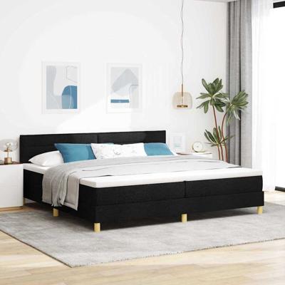 Boxspringbed met matras en LED stof zwart 200x200 cm