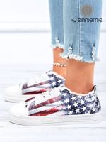 Comfortable Lightweight Soft Sole American Flag Adjustable Stretch Strap Canvas Shoes - thumbnail