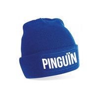 Pinguin muts unisex one size - blauw