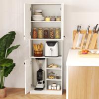 166 cm Keukenkast Moderne Buffetkast met Magnetronplank Hoge Opbergkast met Deuren voor Eetkamer Woonkamer Wit 166 cm Keukenkast Moderne Buffetkast met Magnetronplank Hoge Opbergkast met Deuren voor Eetkamer Woonkamer Wit