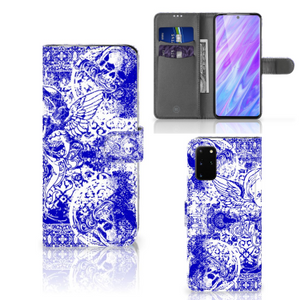 Telefoonhoesje met Naam Samsung Galaxy S20 Plus Angel Skull Blauw