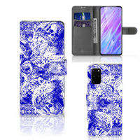 Telefoonhoesje met Naam Samsung Galaxy S20 Plus Angel Skull Blauw - thumbnail