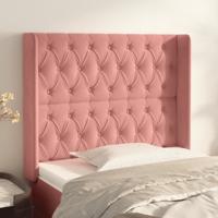 Hoofdbord met randen 93x16x118/128 cm fluweel roze