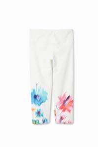 Driekwart sportlegging met bloemen - WHITE - S